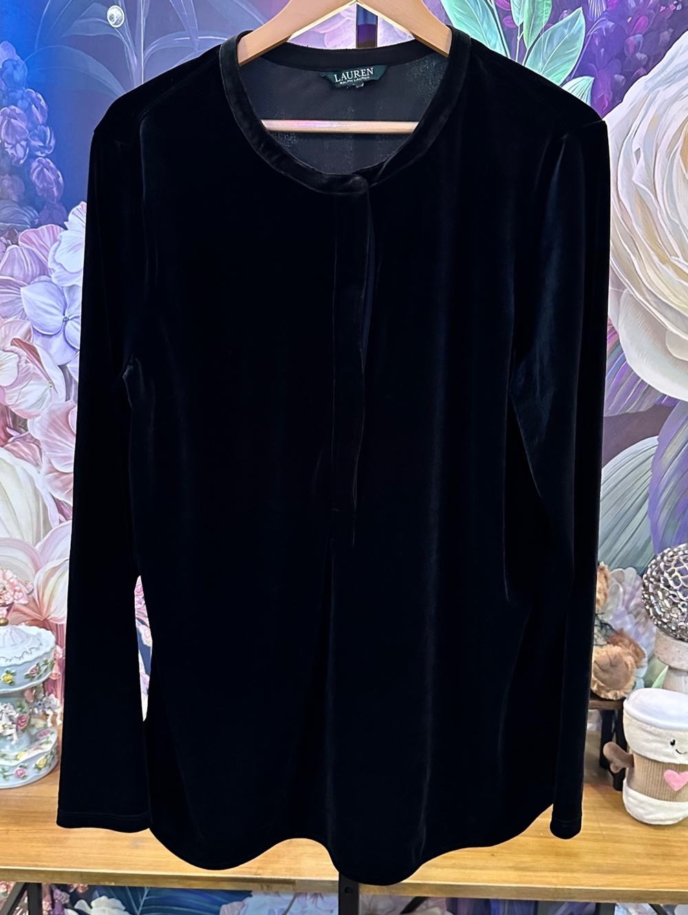 Lauren Ralph Lauren Black Velvet Cardigan Jacket Open Front Evening Holiday